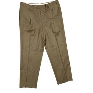 Vintage Canali Dress Pants Pleated Wool Trousers Made in Italy Brown 36x30